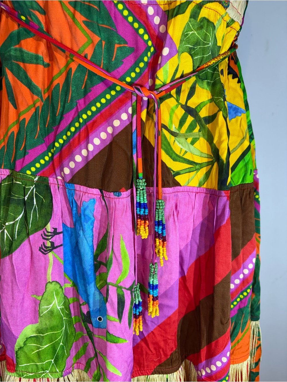 Anthropologie x Farm Rio Palila Fringed Midi Dress Size XS NWT - Picture 5 of 12
